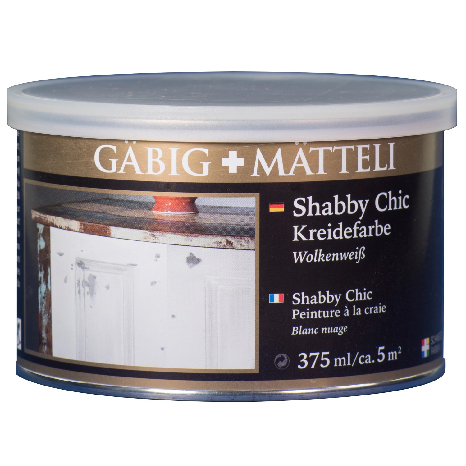 Gäbig+Mätteli Shabby Chic Kreidefarbe Wolkenweiß matt 375 ml