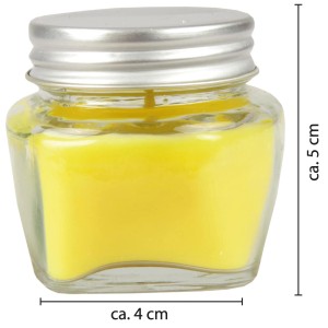 HS Candle Duftkerze Macaron, 2er-Pack, gelbe Kerze im Glas mit Deckel.