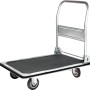 Plattformwagen mit Stahlblech, Gummiauflage und einklappbarem Schiebebügel, Tragkraft 250 kg.