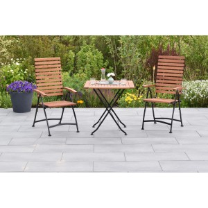 Merxx Schlossgarten 3-tlg. Gartenmöbel-Set mit Klappsesseln und Klapptisch (75x75 cm) aus Eukalyptusholz und Stahl.