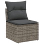 Graues Gartenmöbel-Element aus Polyrattan mit Kissen, Teil des vidaXL Sofa-Sets.