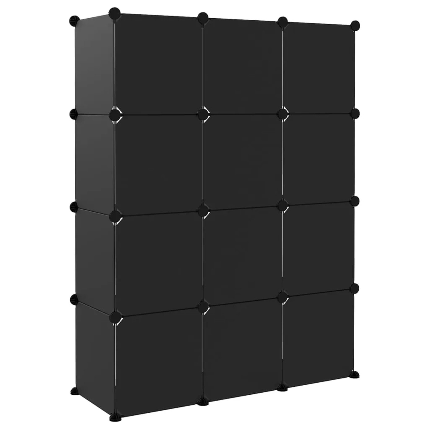 Schwarzes vidaXL Regalsystem mit 12 Würfeln aus PP-Kunststoff, ideal als Schuhkommode.