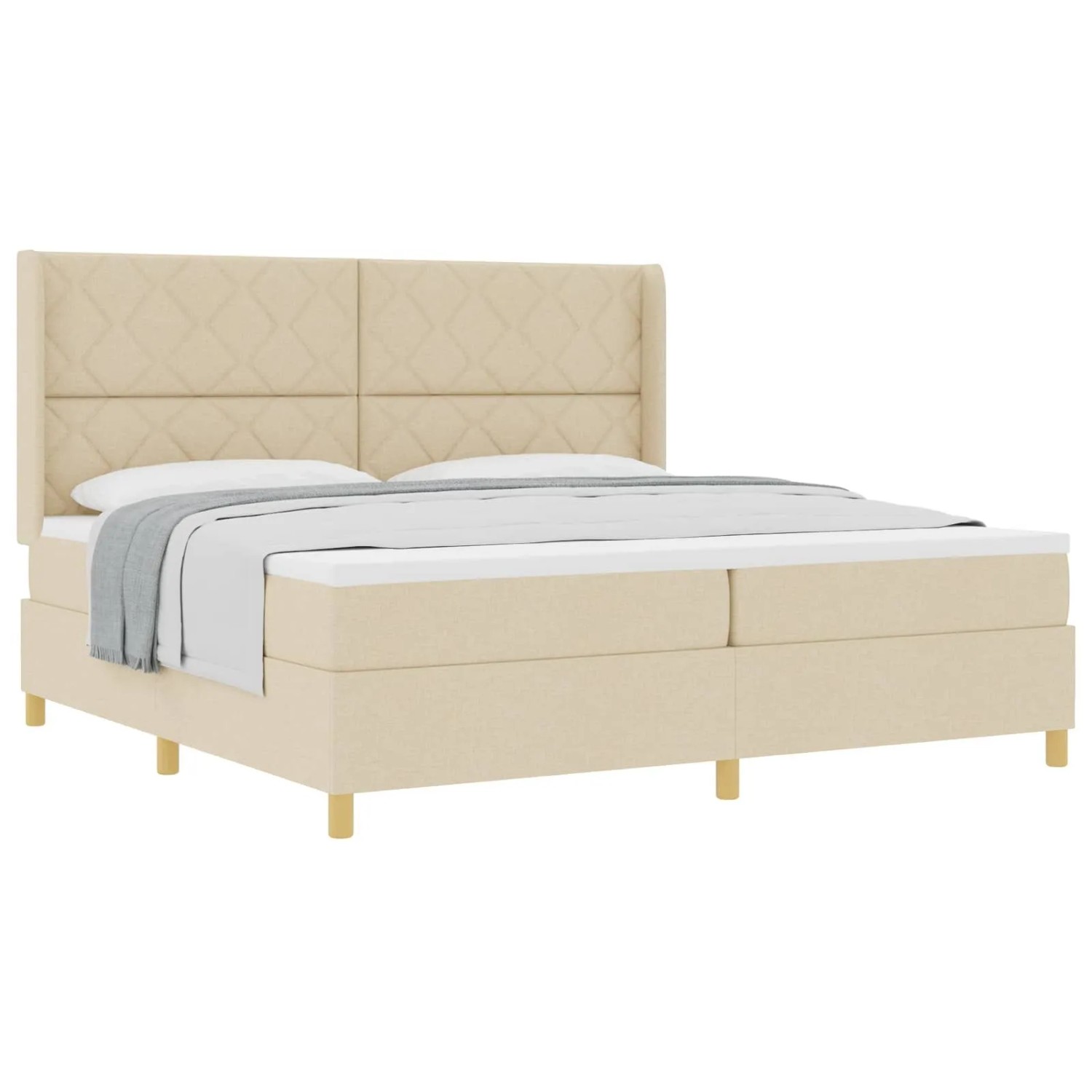 vidaXL Boxspringbett mit Matratze Creme 200 x 200 cm Stoff 3341922
