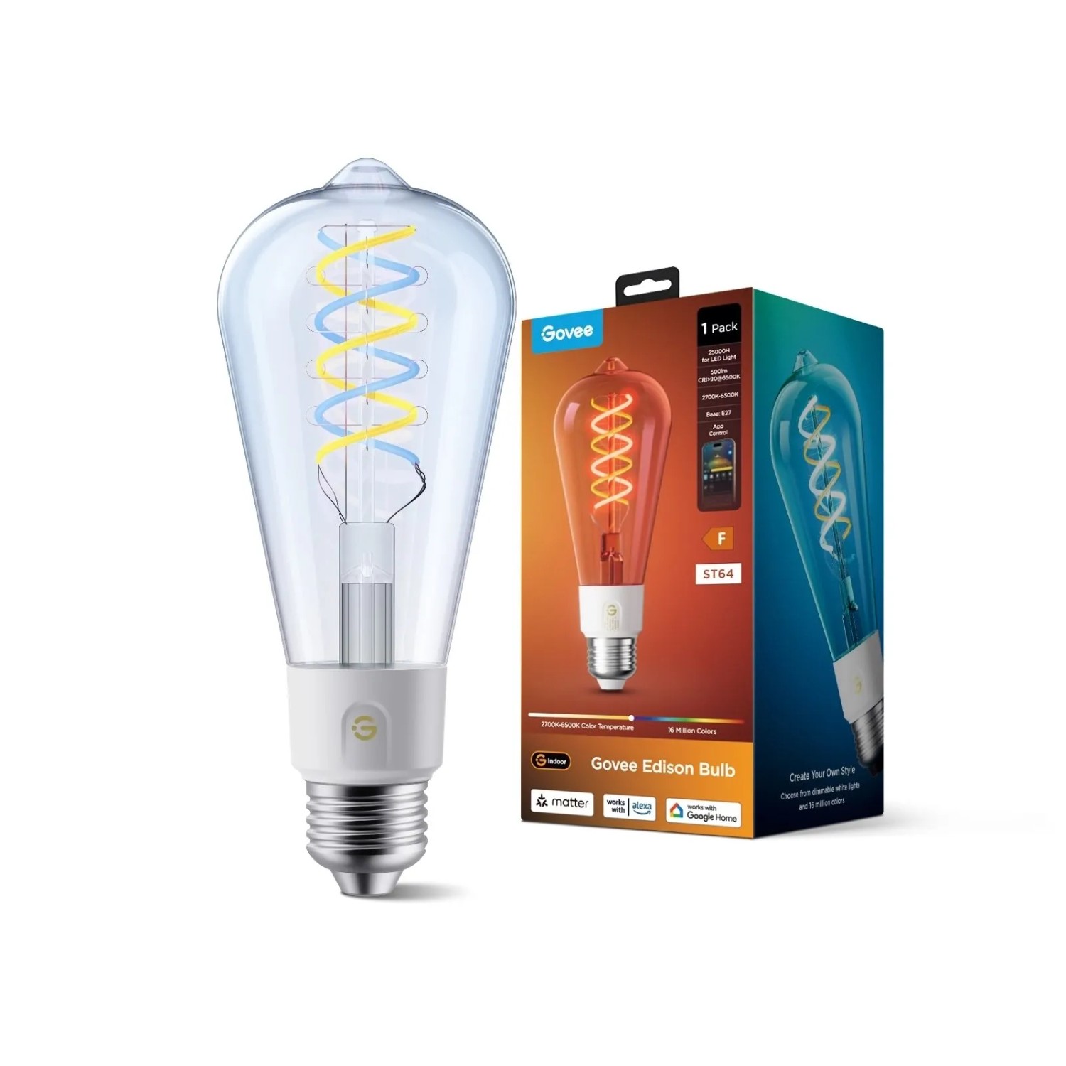 Govee Smart-Glühfaden E27 RGBWW 500,m Weiß