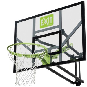 EXIT Galaxy Basketballkorb zur Wandmontage, grün/schwarz, mit Netz und verstellbarer Höhe.