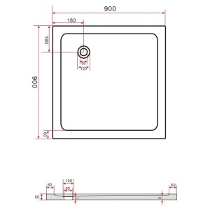 Glasdeals Duschwanne Duschtasse Acryl 5 x 90 x 90 cm 3901