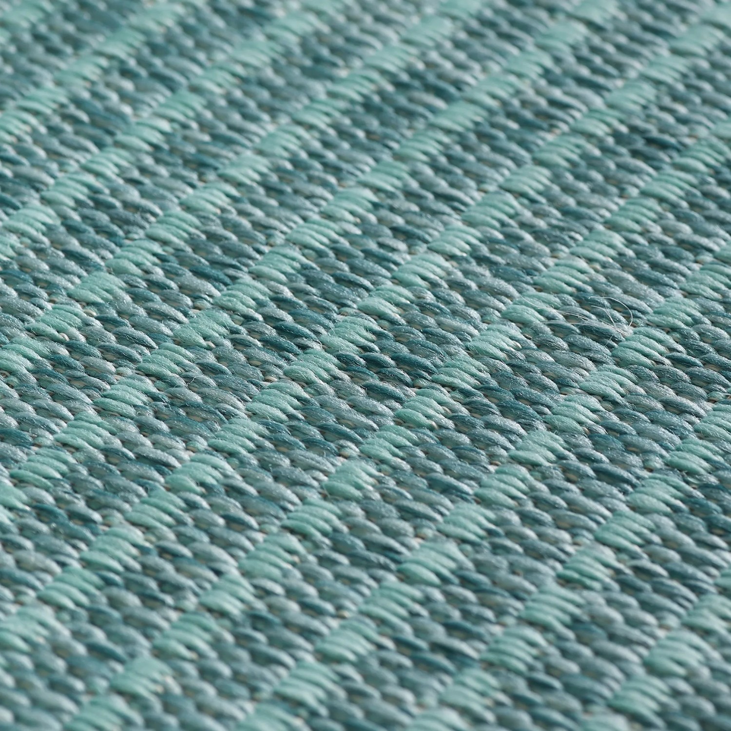 Detailansicht: Blauer Ayyildiz Outdoor-Teppich Giza in Sisal-Optik, robust und wetterfest.