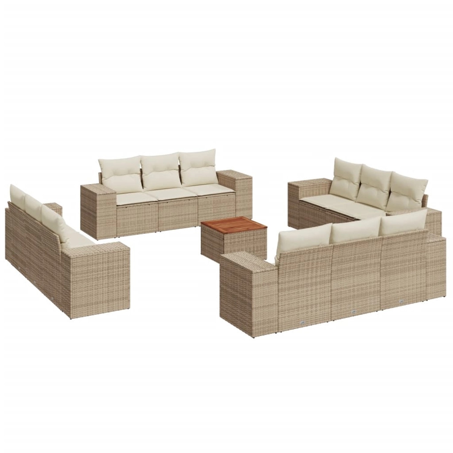 vidaXL 13-Tlg Garten-Sofagarnitur mit Kissen Beige Poly Rattan 3257710 günstig online kaufen