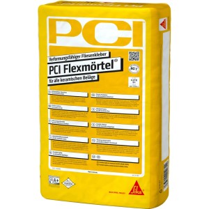 Gelber Sack PCI Flexmörtel Fliesenkleber, 25 kg, für keramische Beläge.