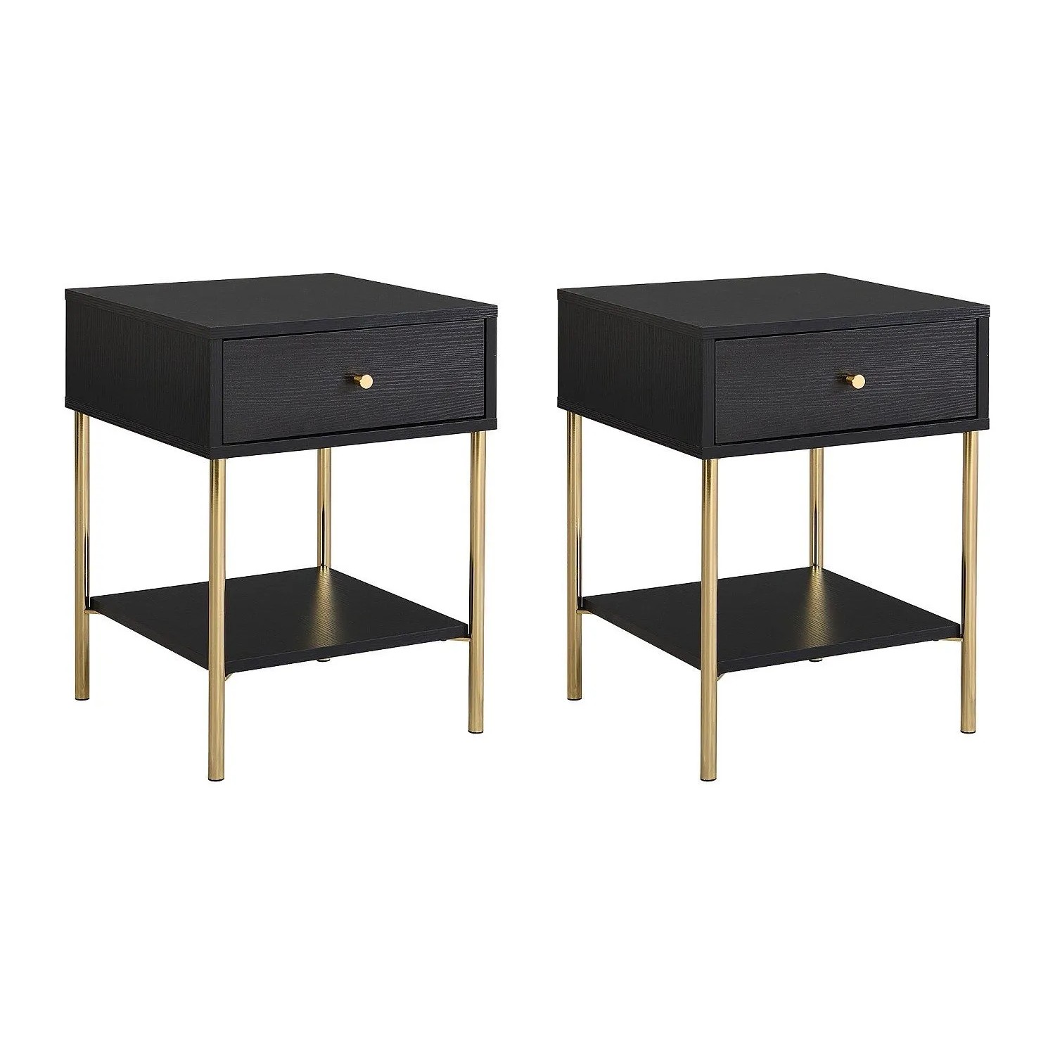Vente-unique Nachttisch Milavia Schwarz  Goldfarben 40 cm