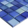 Mosaikmatte Keramik in Blau-Türkis-Melange, 30x30 cm. Quadratische Mosaikfliesen für Bad & Küche.