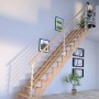 Helle, gerade Lindos Eiche Treppe (80 cm) mit Design-Holzgeländer für den Innenbereich.
