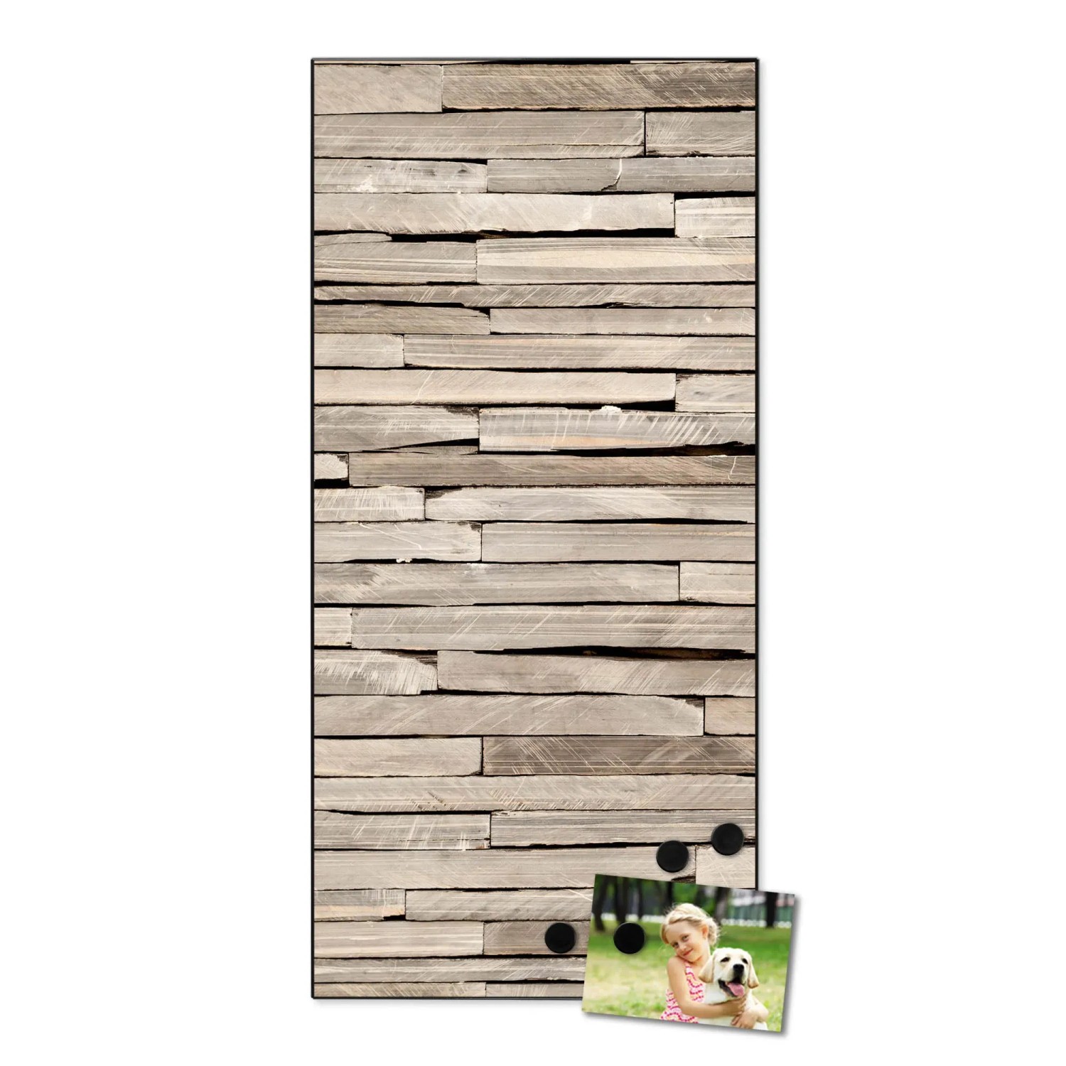 Banjado Magnettafel 37x78cm mit Steinplatten-Motiv, inklusive Magnete. Wanddekoration für Notizen.