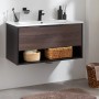 Fackelmann Waschtisch-Set B.Paris, 90,5 cm, Schwarz Matt/Rigoletto Eiche mit Mineralgussbecken.