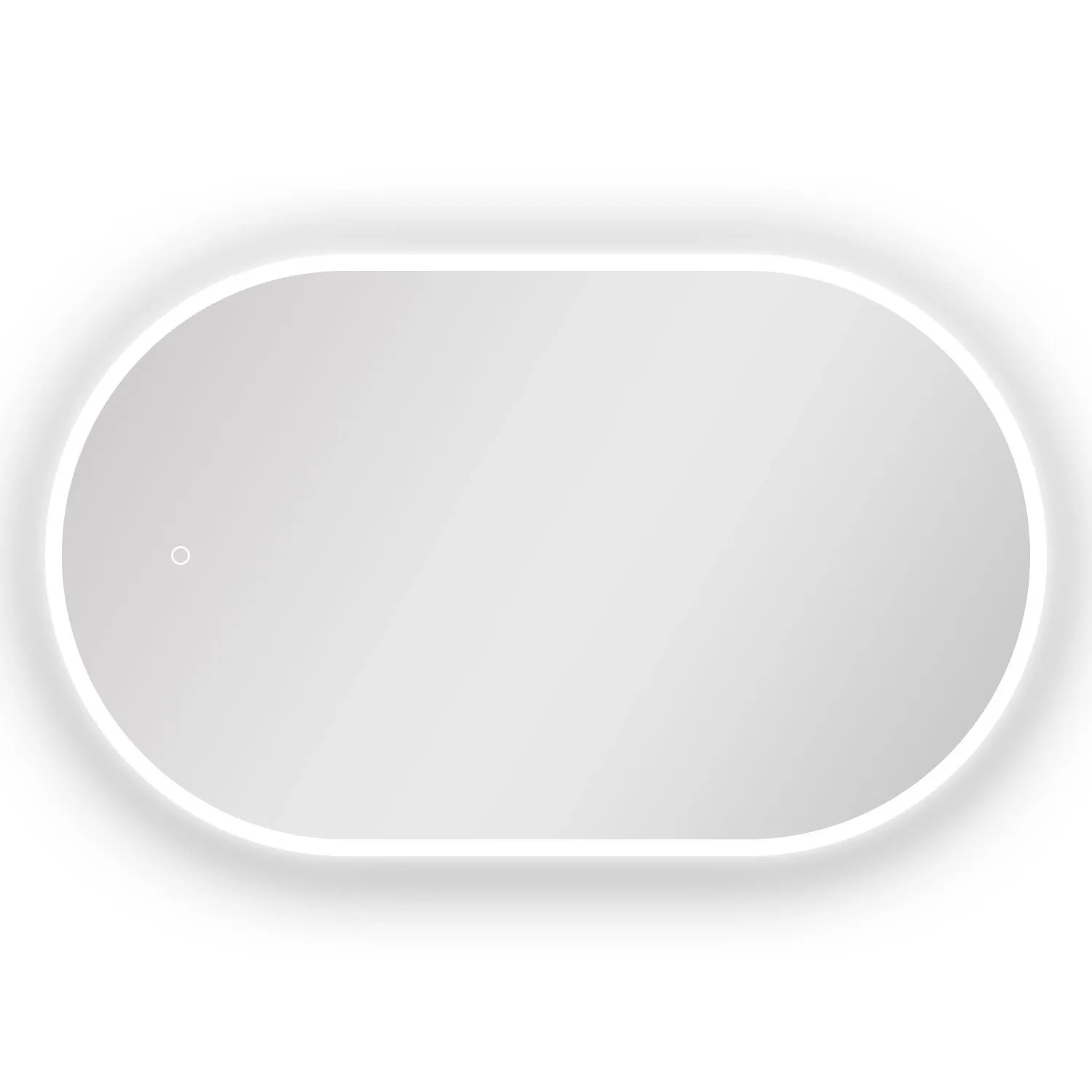 Aica Sanitär Badspiegel Rennbahn 60x100 cm Spiegel mit LED Beleuchtung Neutral-Warm-Kaltweiß Dimmbar Memory Touch Wandschalter Beschlagfrei