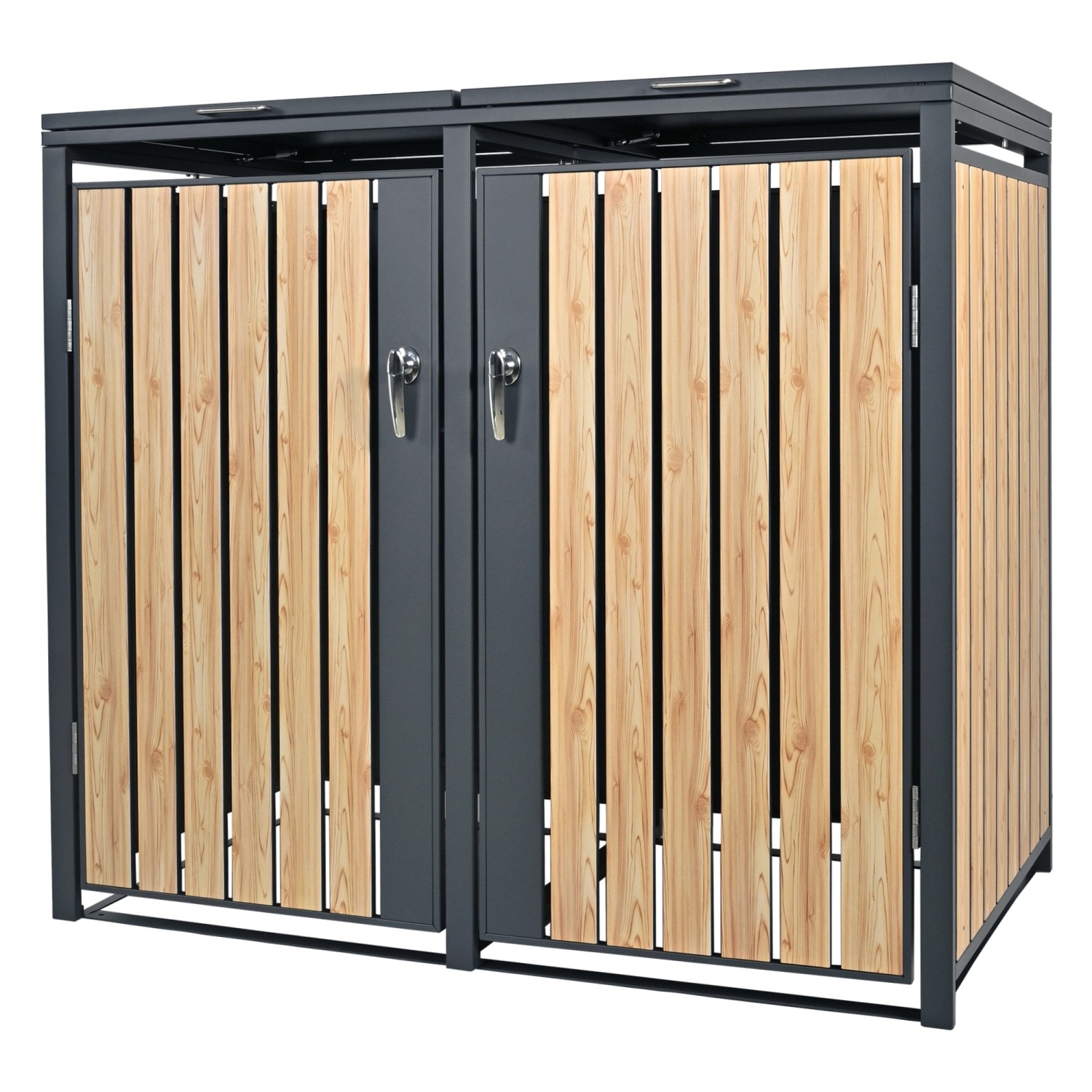 ML-Design Mülltonnenbox 2Er 240L 132x80x116,3cm Anthrazit-Lärchenoptik aus günstig online kaufen