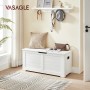 Weiße Vasagle Sitzbank mit Stauraum (100x40x46cm) im Wohnzimmer.
