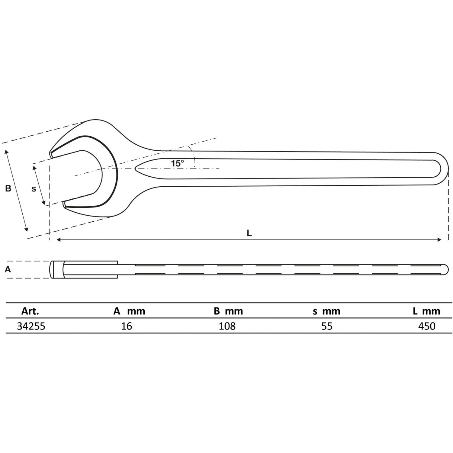 BGS Einmaulschlüssel DIN 894 SW 55 Mm 34255