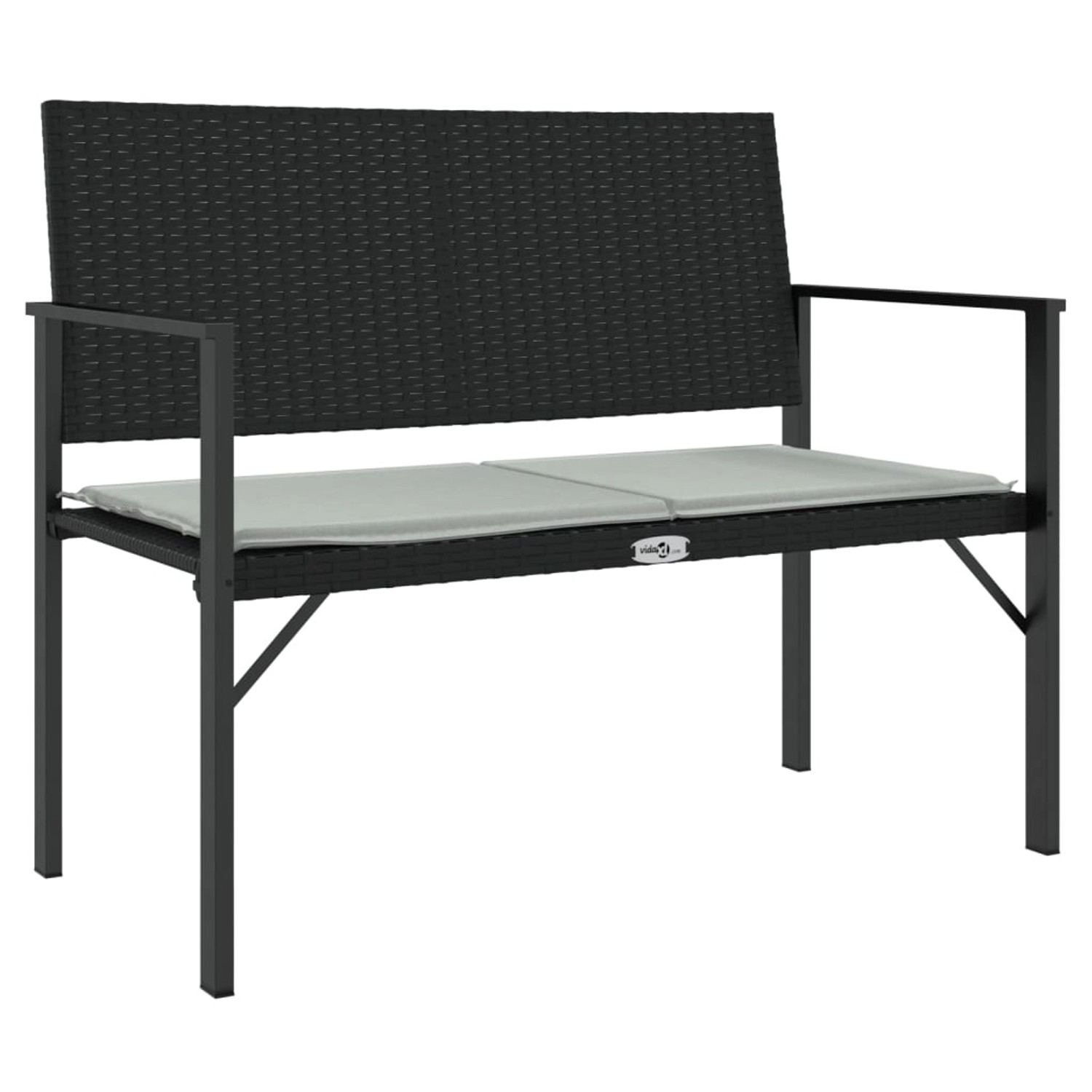vidaXL Gartenbank 2-Sitzer mit Kissen Schwarz Poly Rattan 364119 günstig online kaufen