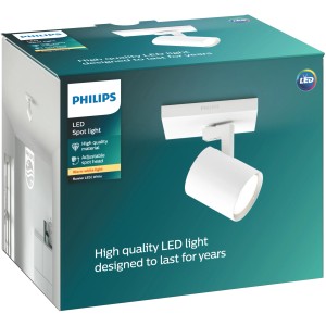 Verpackung des weißen Philips LED Spot myLiving Runner, 1-flammig, mit flexiblem Leuchtkopf.