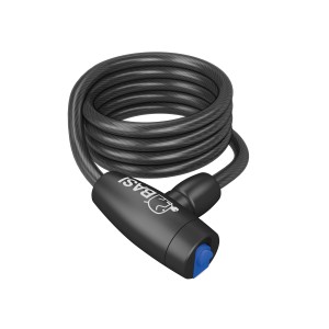 Schwarzes Basi Spiralschloss ZR 302, 180cm langes Kabelschloss für Fahrräder und E-Bikes.