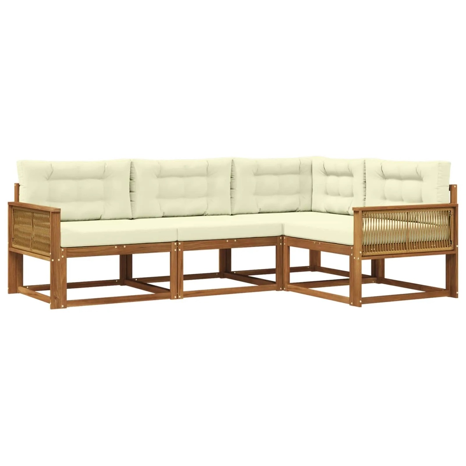 vidaXL Outdoor-Sofagarnitur mit Kissen 4 Stk Natur und Creme 3382528