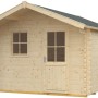 Skan Holz Gartenhaus Narvik 1, naturbelassen, 300x300 cm. Holz-Gartenhaus mit Satteldach, Tür und Fenster.