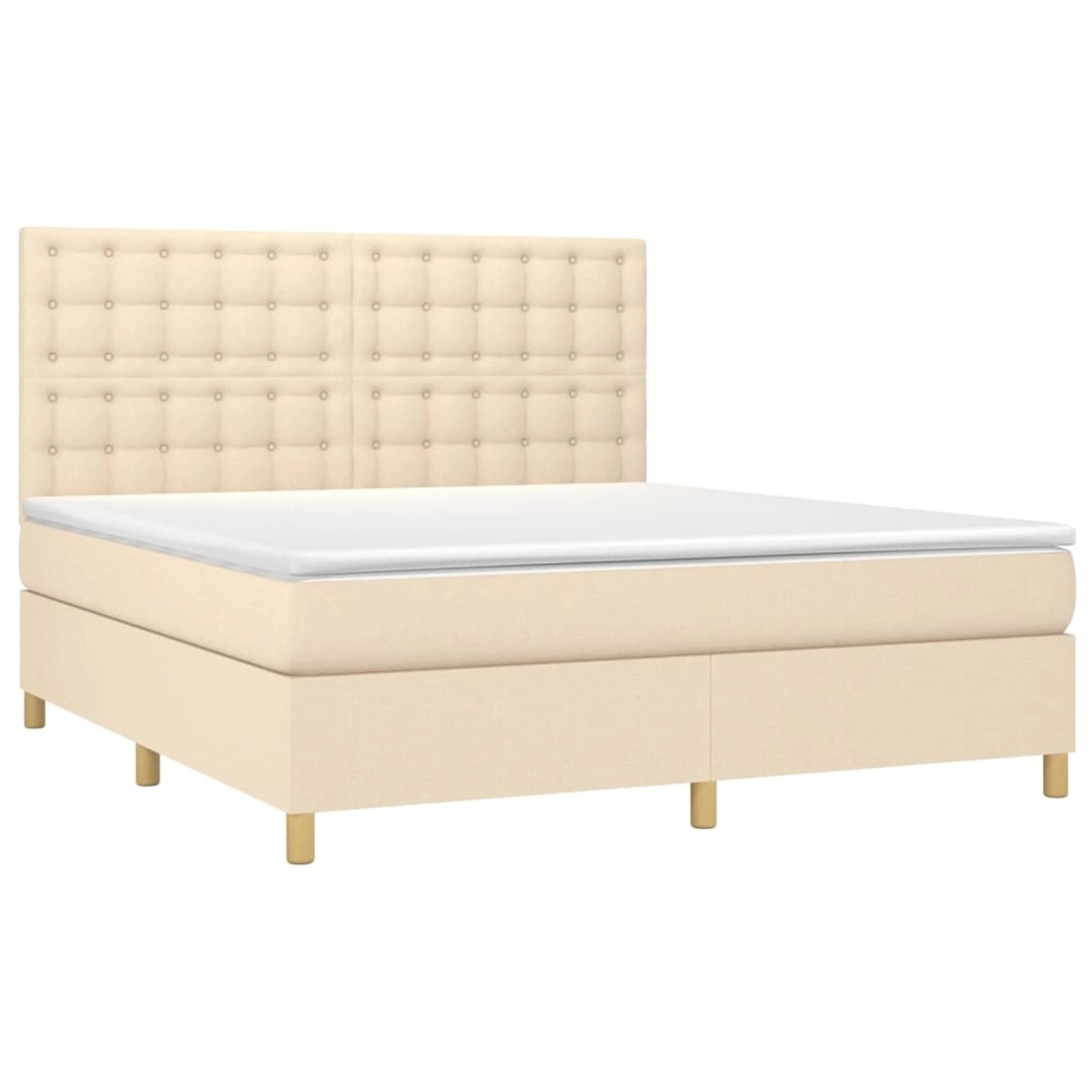 vidaXL Boxspringbett mit Matratze & LED Creme 160x200 cm Stoff 3135770 günstig online kaufen