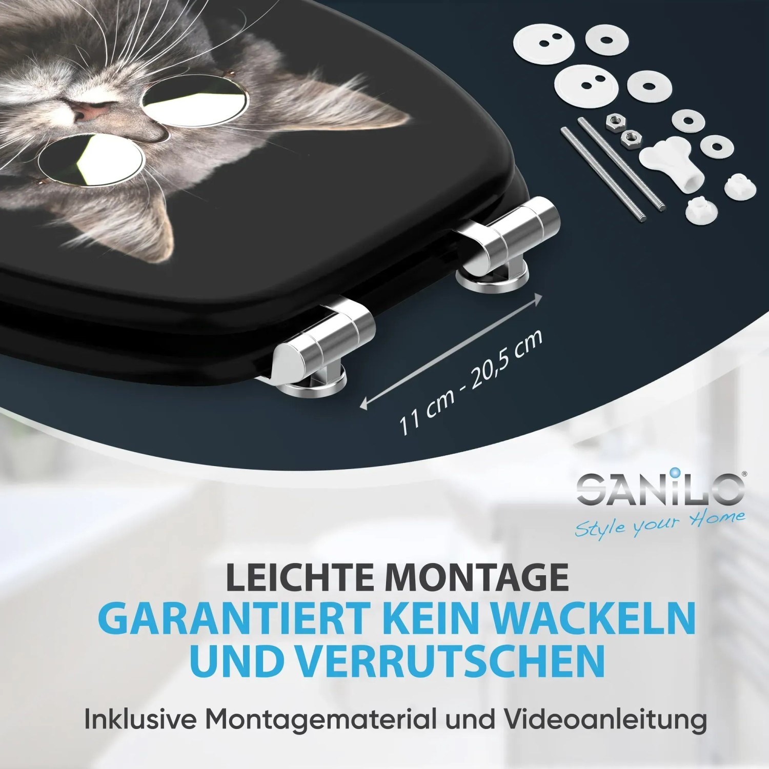 Sanilo WC-Sitz Cool Cat mit Absenkautomatik, Holz, inkl. Montagematerial.