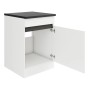 Optifit Spülenunterschrank Luca932, 60cm, weiß/anthrazit mit offener Tür.