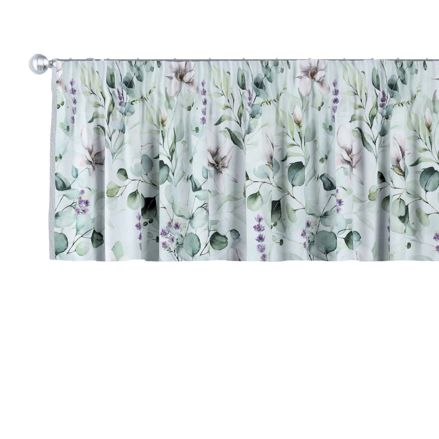 Kurzgardine mit Kräuselband, mintgrün-weiß, 390 x 40 cm, Flowers (143-66) günstig online kaufen