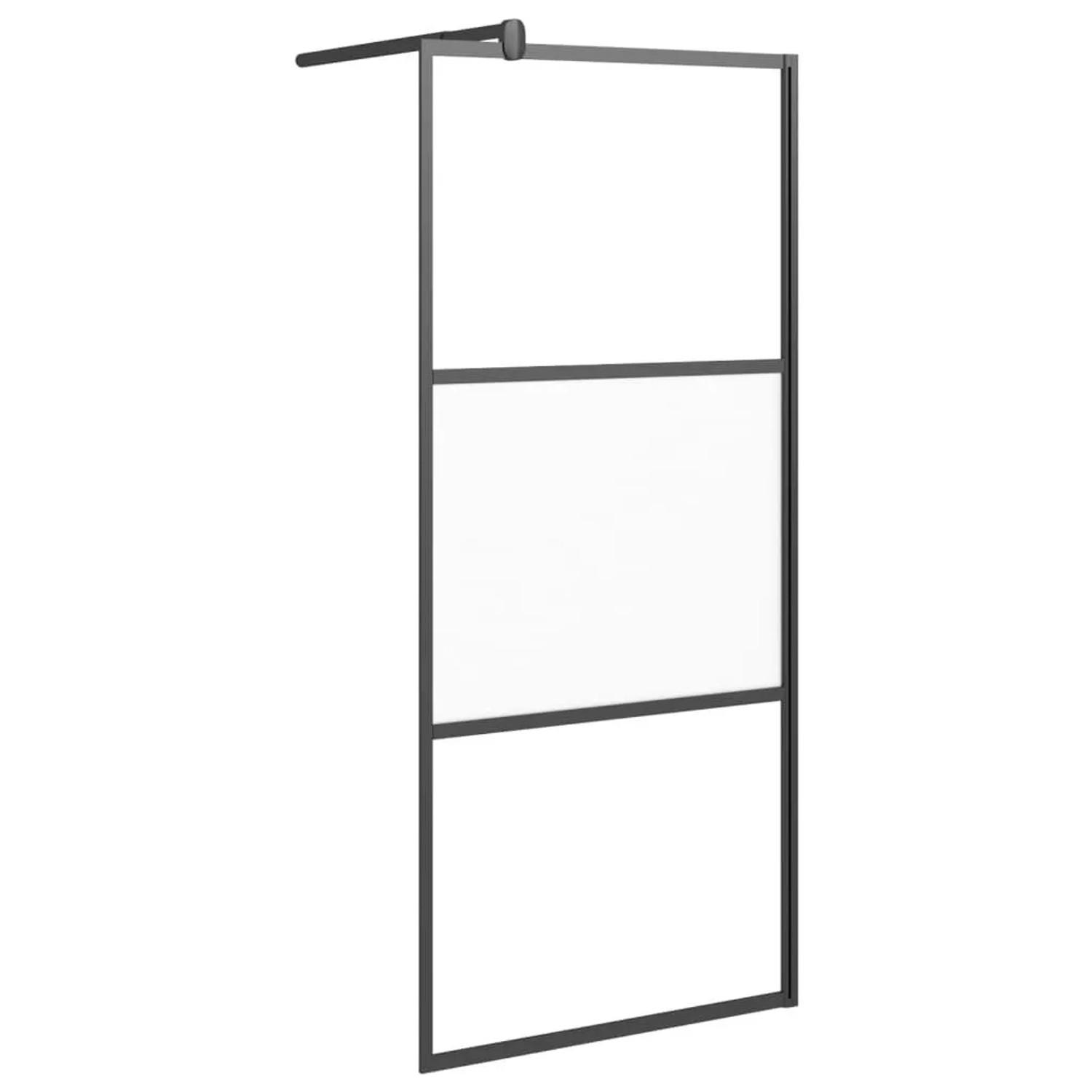 vidaXL Duschwand für Walk-In Dusche 90x195 cm ESG Halbmattiert Schwarz 151873