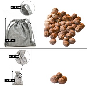 DuneDesign 6er Set Stoffbeutel Nordic, 32x32cm, grau/beige, für Weihnachtsgeschenke.