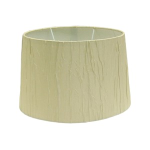 Ovaler Lampenschirm Wrinkle, 26 cm, Creme. Seidenstruktur für Tischleuchten.