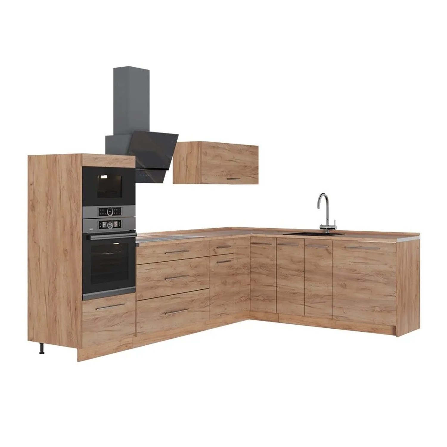 Vicco Eckküche Fame-Line Goldkraft Eiche/Goldkraft Eiche 287 x 154 ohne Arbeitsplatte Art Nr 63504