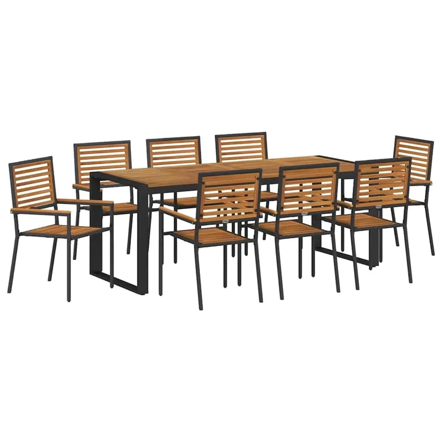 vidaXL Garten Essgruppe 9-Tlg Schwarz und Holz Poly-Rattan 3365487 günstig online kaufen