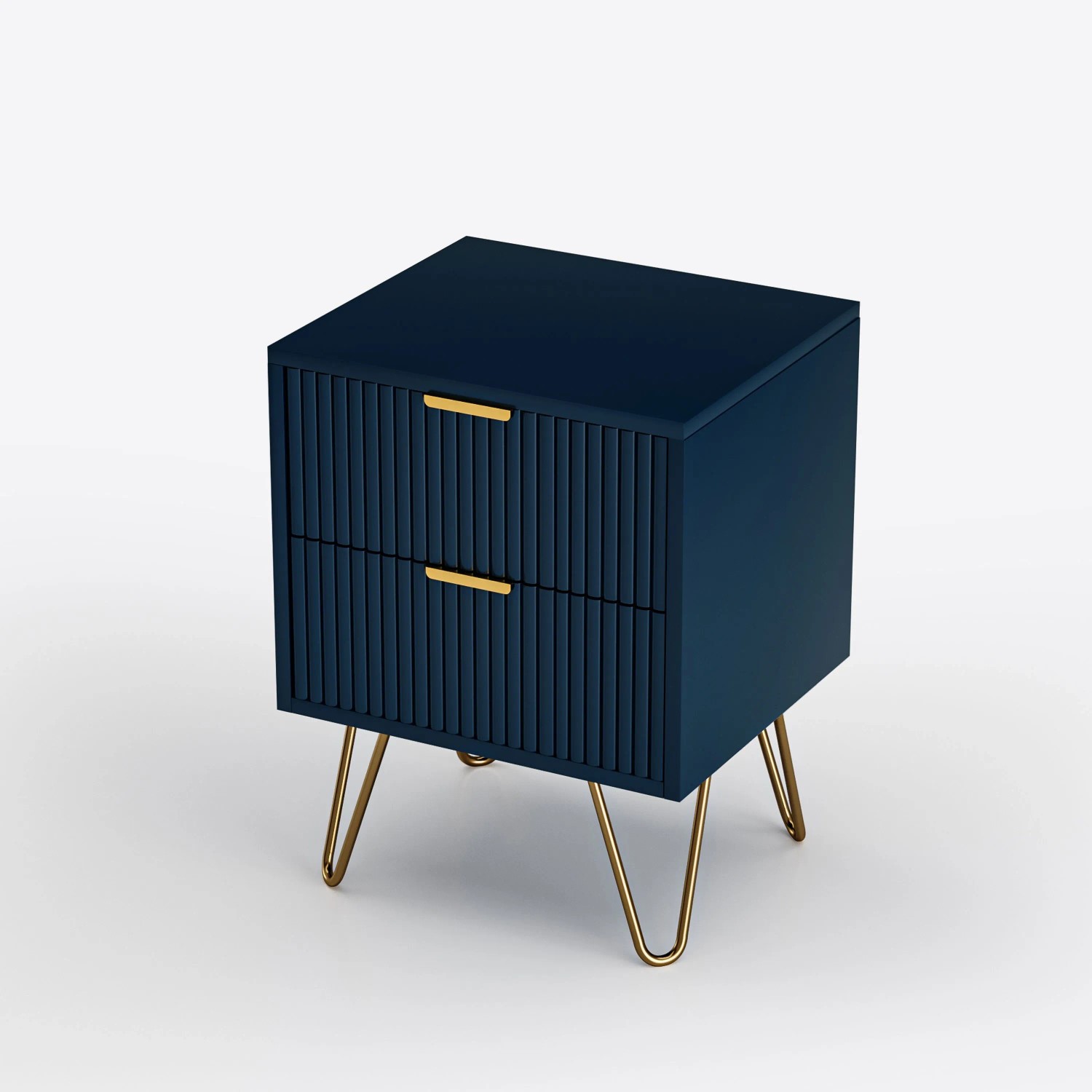 PXloue Nachttisch Sofatisch Wohnzimmertisch Nachtschrank mit 2 Schubladen 40x35x50cm Blau