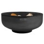 Schwarze CookKing Feuerschale Palermo XXL (Ø 80cm) aus Stahl mit Holzfüllung.