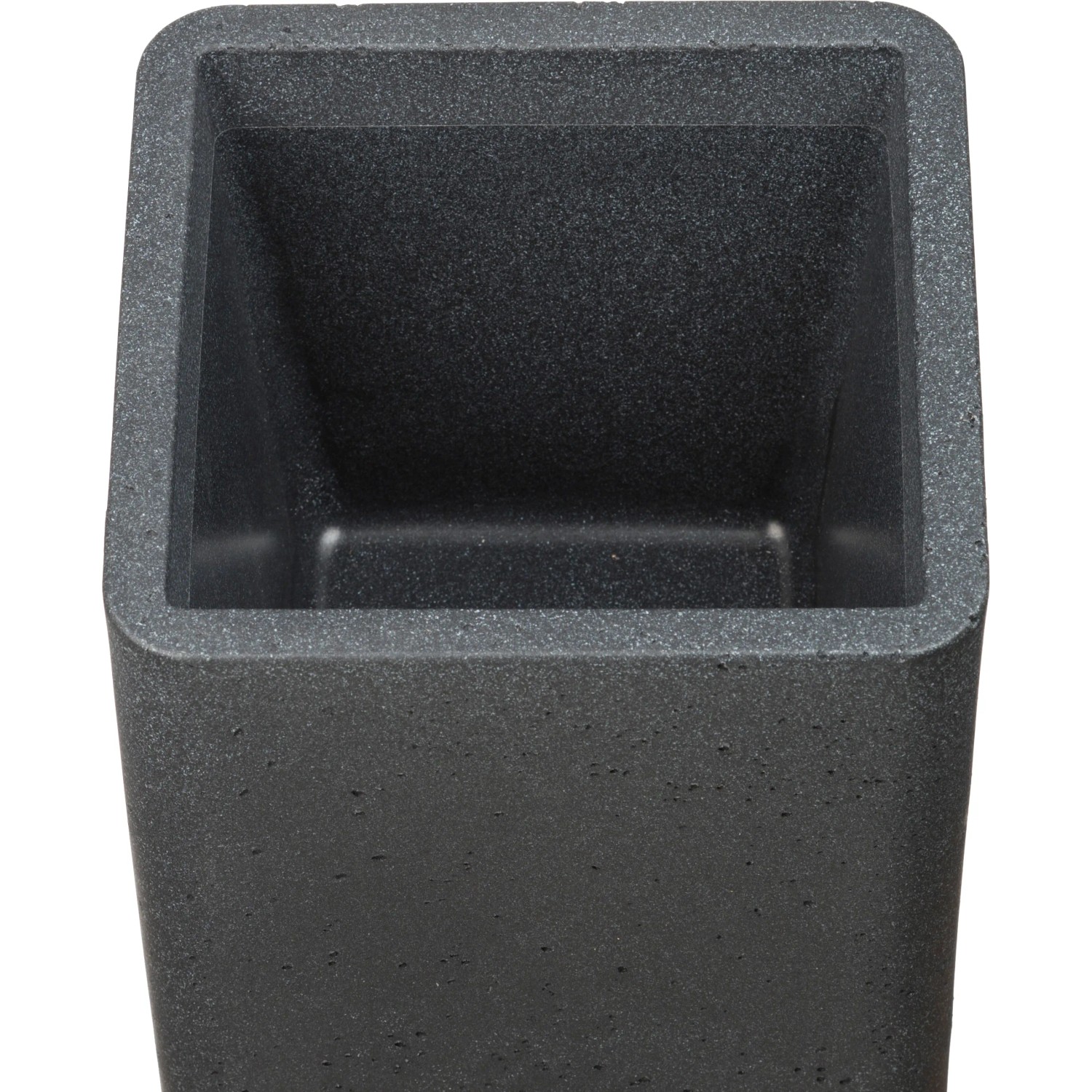 Hohe, schwarze Pflanzsäule Plaza High von Scheurich, Ø 26,5 cm, aus Kunststoff in Granit-Optik.