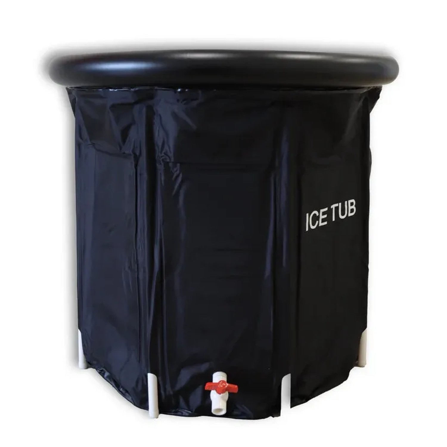Schwarzes Ice Tub Eisbad, ca. 80cm Durchmesser, für Kaltwassertherapie.