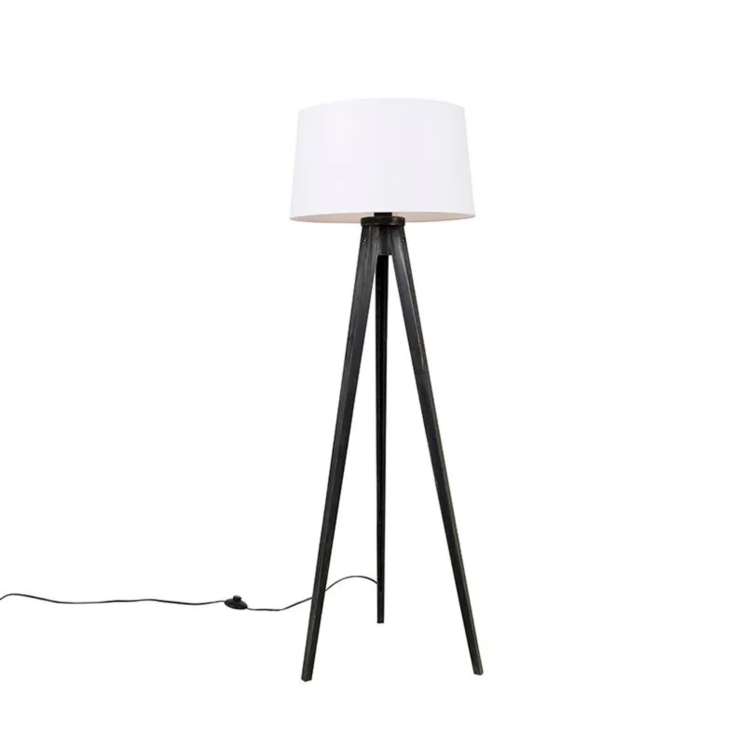 QAZQA Dreibeinstativ Schwarz mit Leinenschirm Weiß 45 cm Dreibeinstativ Classic