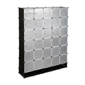 Relaxdays Kleiderschrank Stecksystem Kunststoff Metall Schwarz Erweiterbar 234 cm x 180 cm x 46,5 cm 26,8 kg