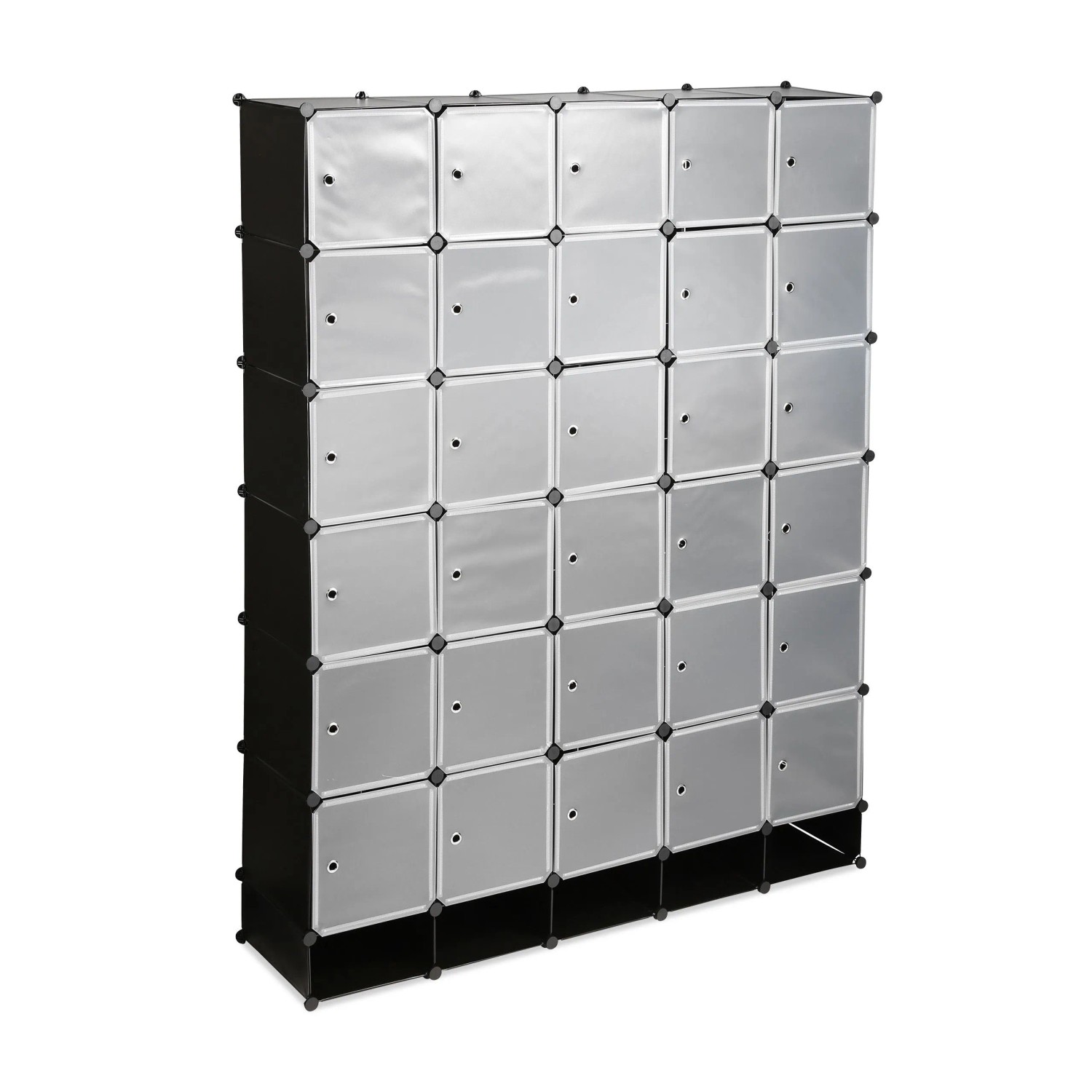 Relaxdays Kleiderschrank Stecksystem Kunststoff Metall Schwarz Erweiterbar 234 cm x 180 cm x 46,5 cm 26,8 kg