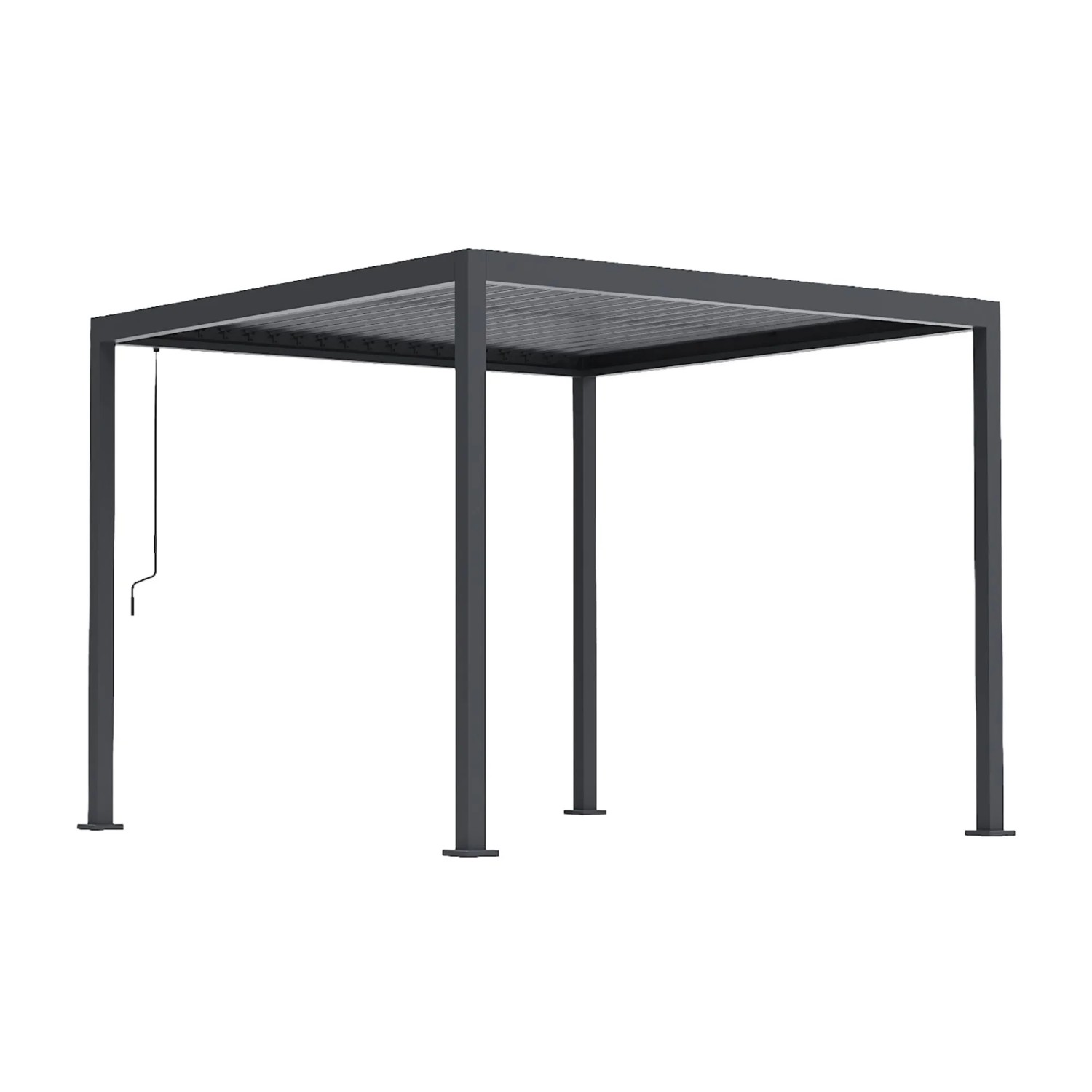 Anthrazitfarbene MWH Pergola Origin 88, 3x3m, mit verstellbarem Lamellendach für Garten & Terrasse.