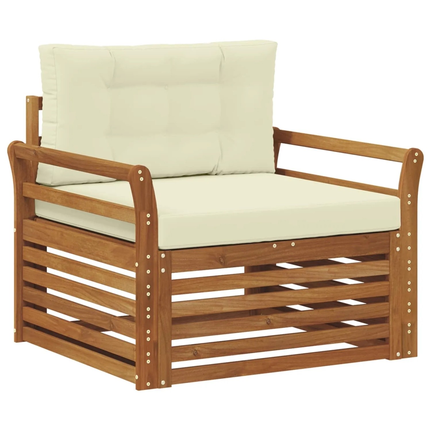 vidaXL Outdoor-Sofagarnitur Massives Akazienholz und Polyester Natur 3436395