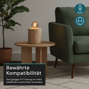 LUXULA Tischleuchte E27 Fassung Modern Design Nachttischleuchte Dekoleuchte Tischlampe Zement/Mamor Optik