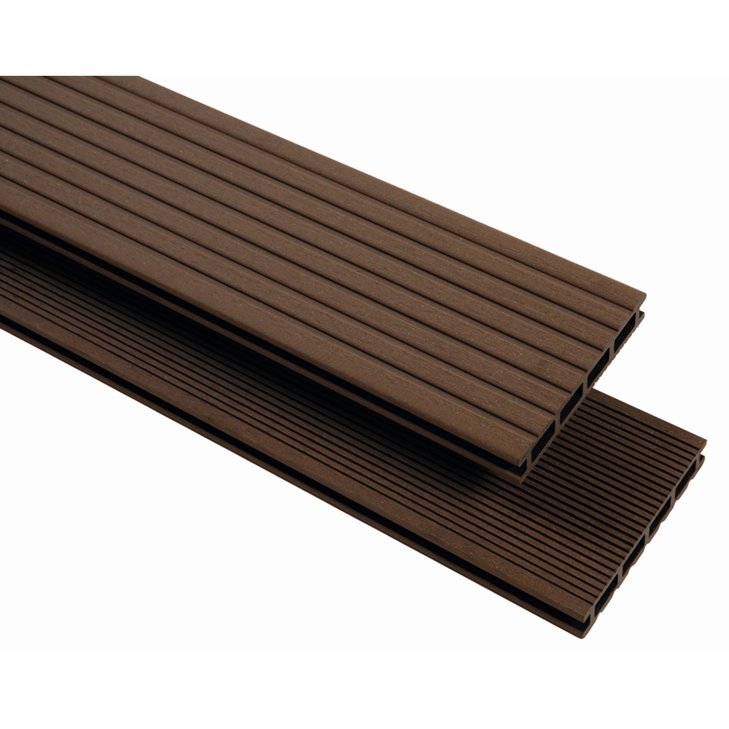 GartenLand WPC Terrassendiele Vintage 25 x 145 x 4000 mm Schokobraun Genutet und Geriffelt Hohlkammer