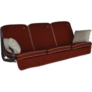 Angerer Hollywoodschaukel Auflage Comfort Style Terra, dreigeteilt mit Kissen.