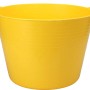 Gelber, flexibler Gummi-Eimer (43 l) von Sunny Garden mit zwei Griffen.