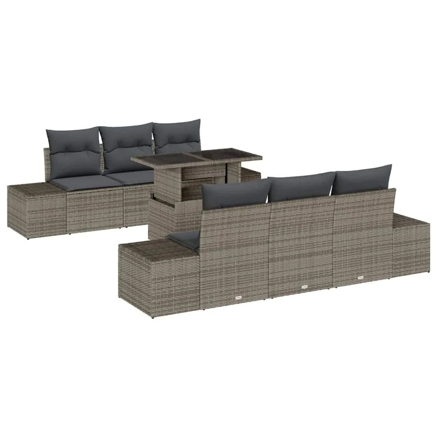 vidaXL Garten-Sofa-Set mit Kissen 7-Tlg Grau 3357842